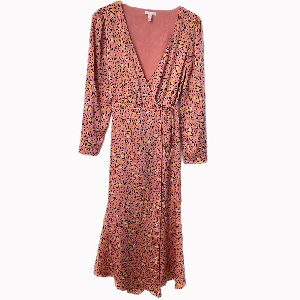 Leith Long Sleeve Cheetah Print Wrap Dress Sz S - Picture 4 of 9
